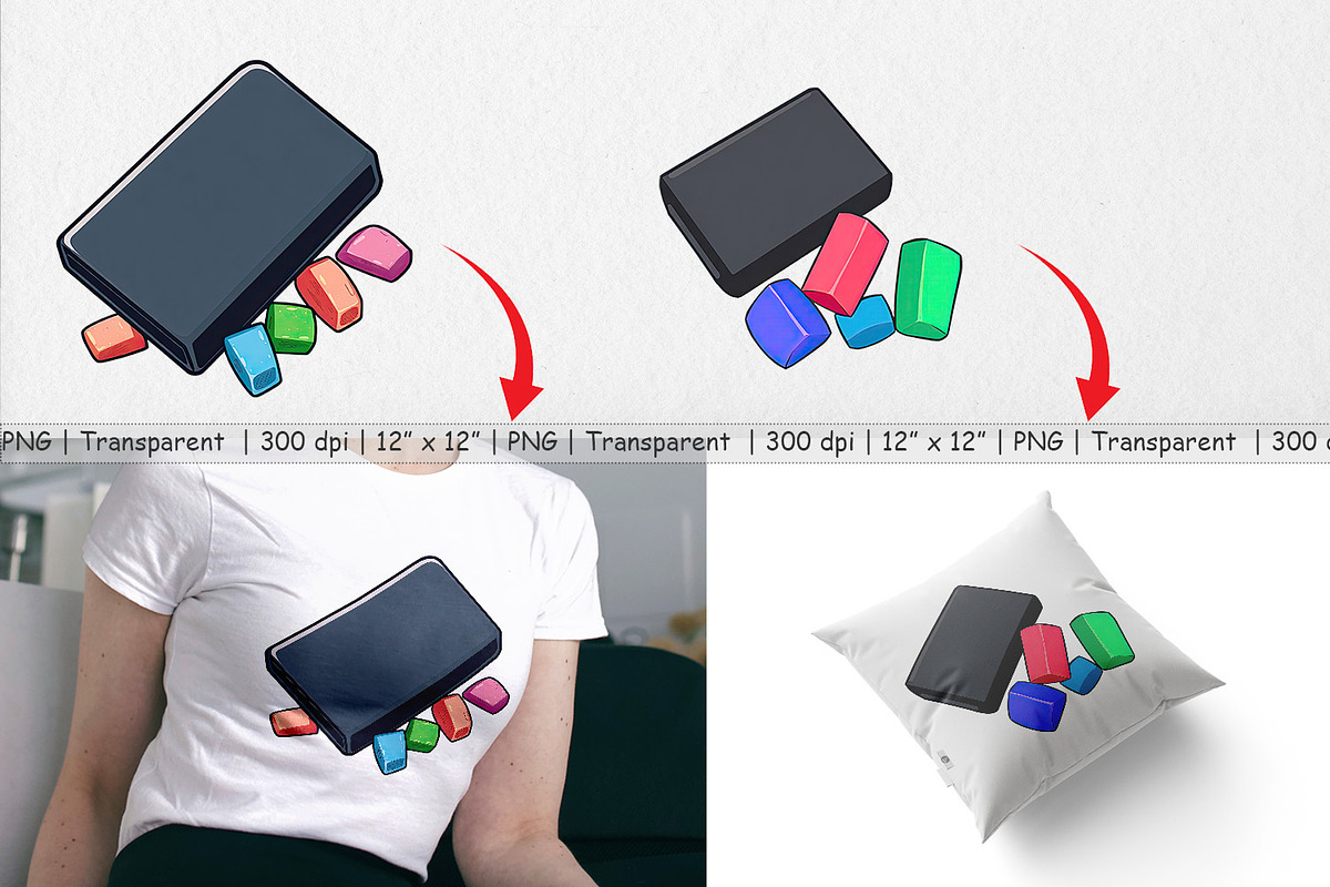 Eraser and Chalk Clipart, a Graphic by Artnoy (Photo 3 of 5)
