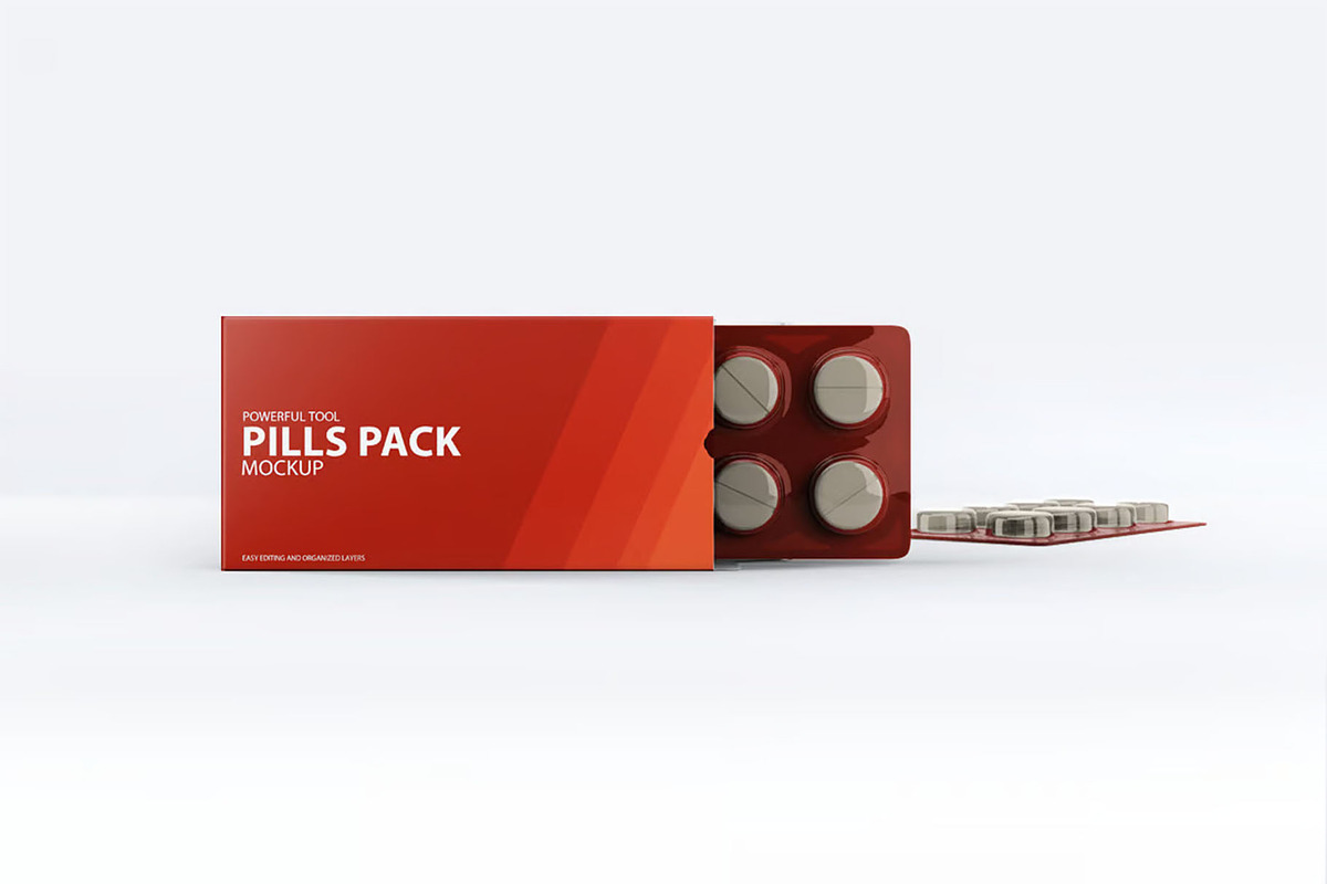 Pills Package Blister Box Mock-up, a Product Mockup by Hubzway (Photo 6 of 8)
