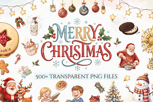 500+ Christmas Watercolor PNG Bundle, a Decorative Illustration by Arslan
