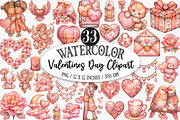 Watercolor Valentines Day Clipart, an Illustration by Designking (Thumbnail 1 of 5)
