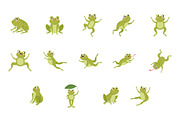 Cute Frog Illustration Set, an Animal Illustration by studiogstock (Thumbnail 1 of 3)