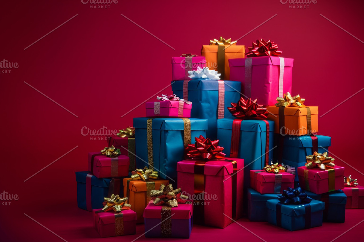86 Gift boxes with ribbons and bows, a Holiday Photo by Handmadefont (Photo 48 of 90)