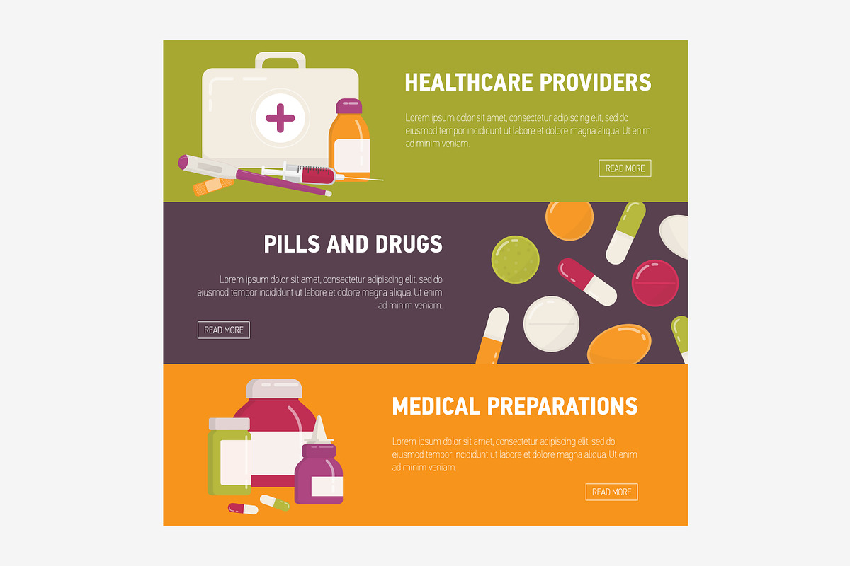 Pills and drugs set, backgrounds, a Healthcare Illustration by Good Studio (Photo 6 of 8)