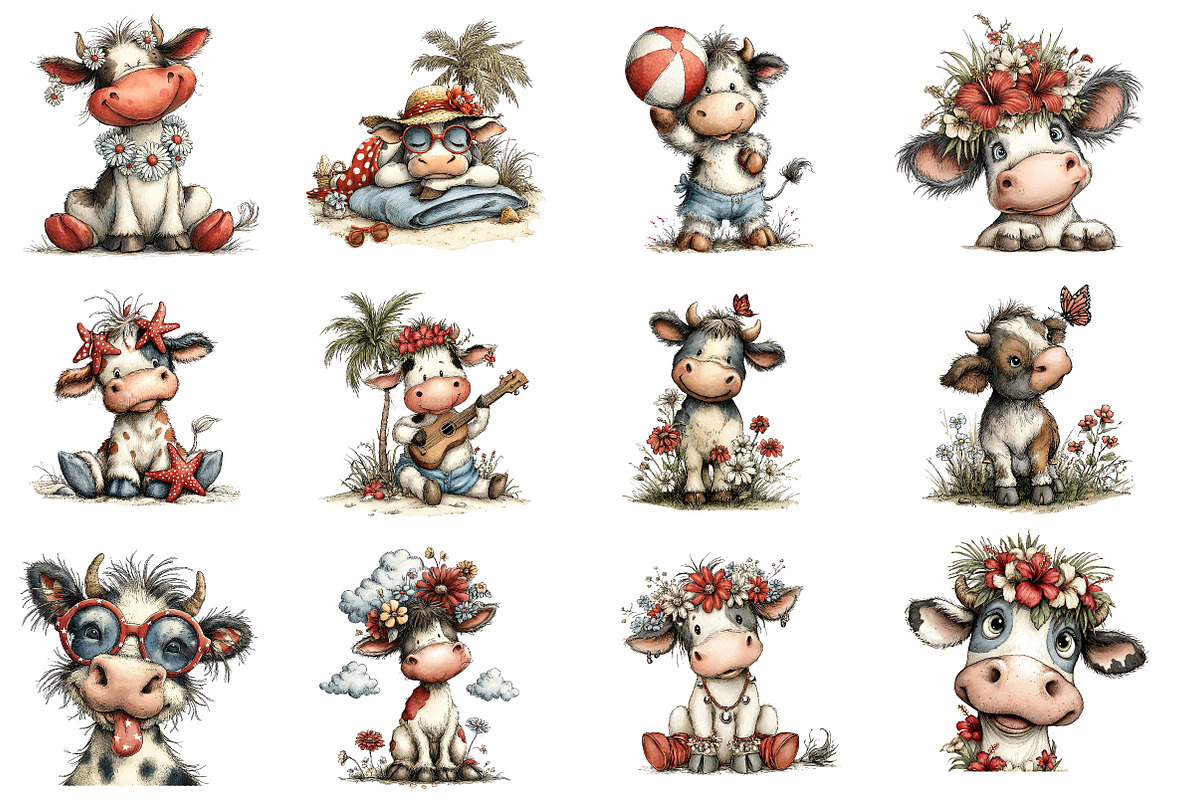 Whimsical Summer Cow Png Clipart, a Seasonal Illustration by Designworld (Photo 2 of 7)