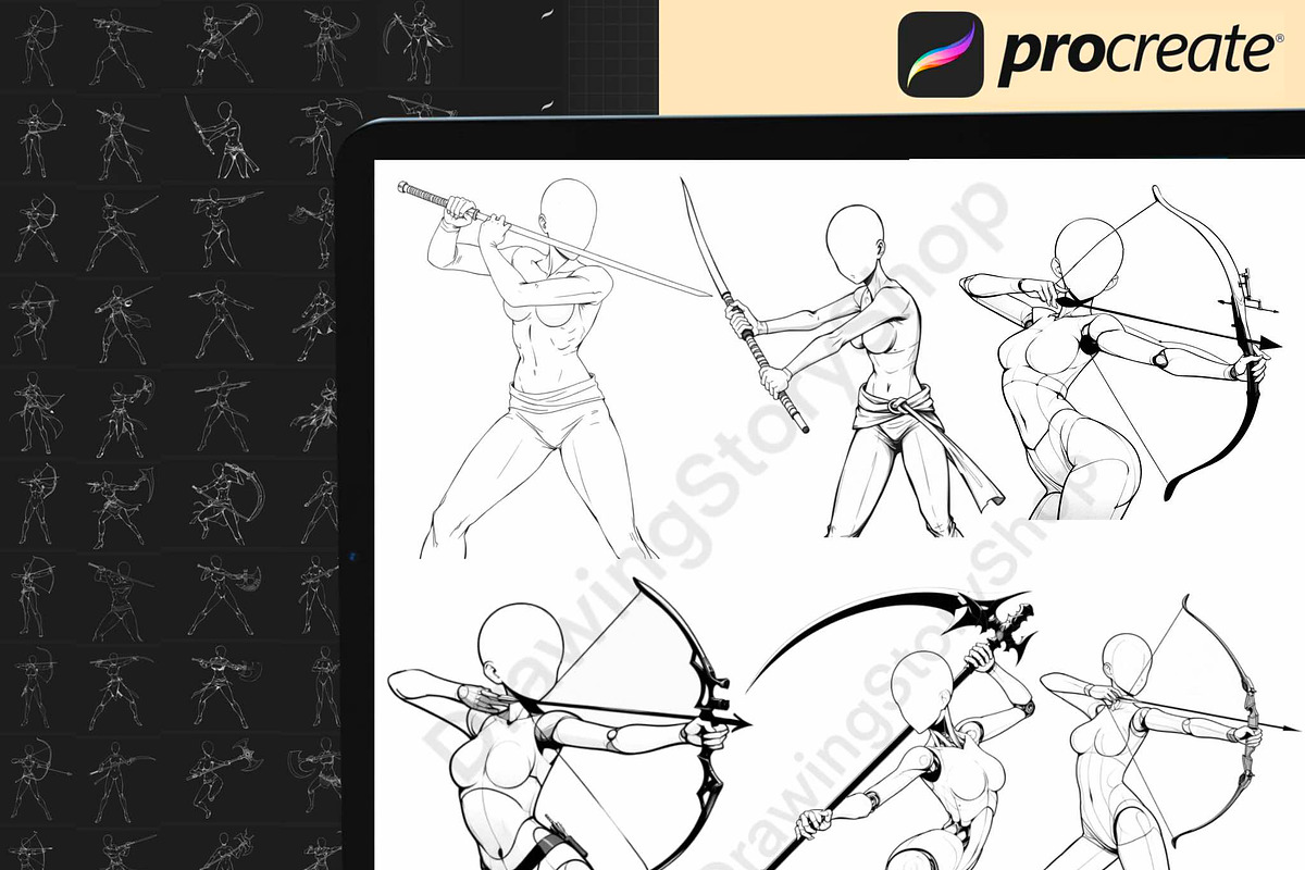 100 Procreate Anime Fighting Stamps, a Brush Add-On by DrawingStoryShop (Photo 2 of 6)