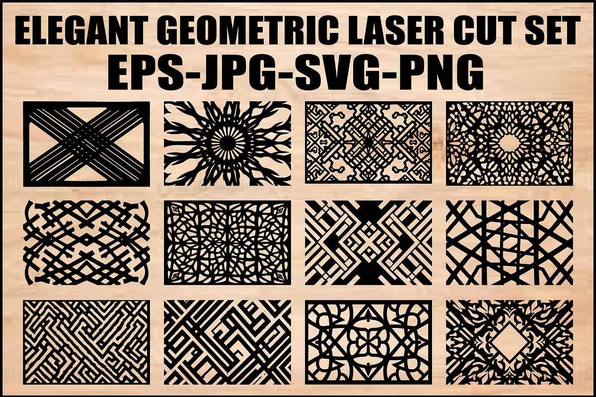 Geometric Laser Cut Panel Set, an Object Graphic by Designer_Momina (Photo 1 of 13)