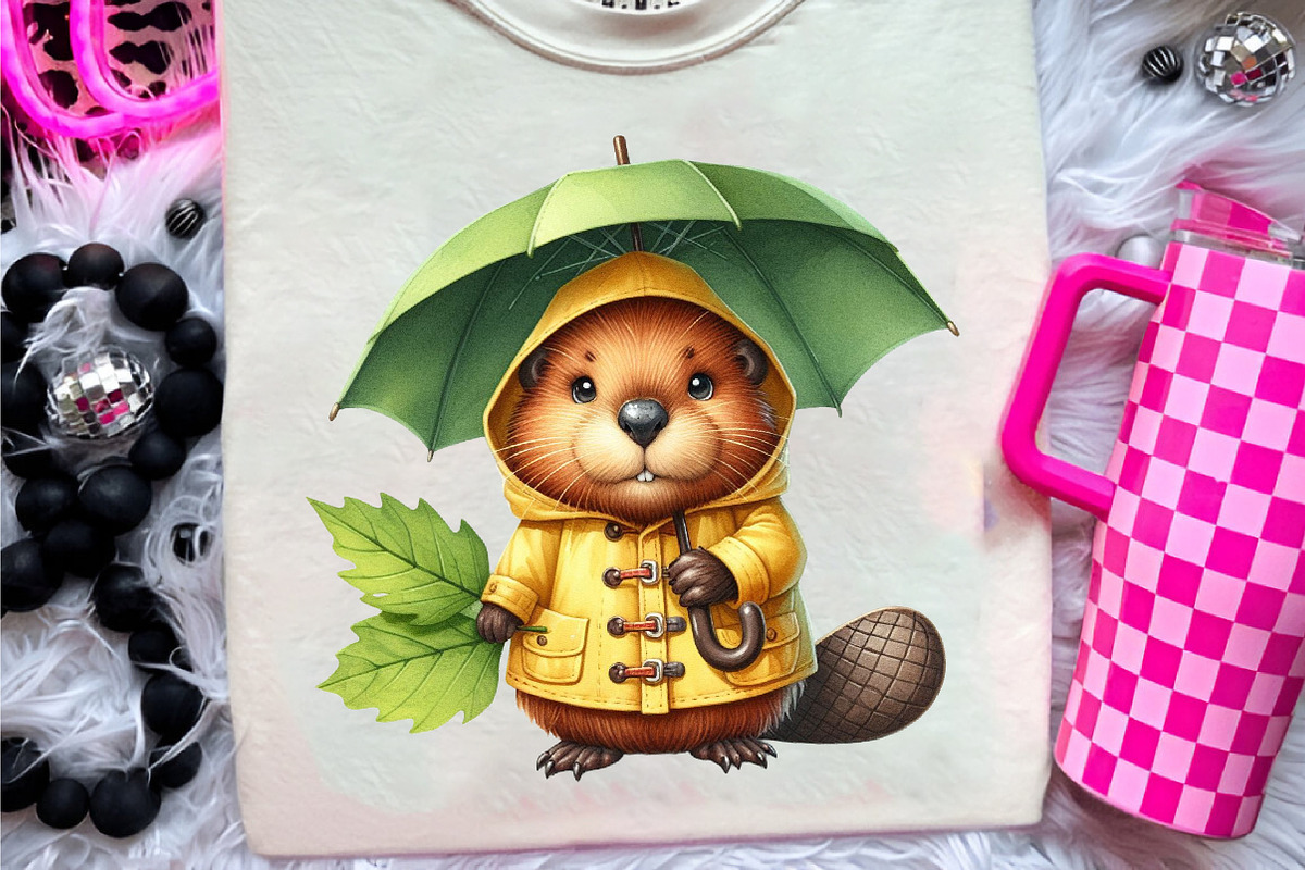 Watercolor Autumn Cute Beaver, an Illustration by CreationArt (Photo 3 of 9)