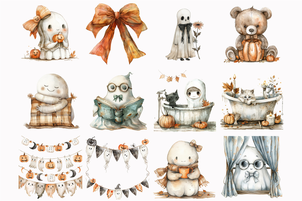 Halloween Ghost Clipart, an Illustration by Design Market (Photo 4 of 5)