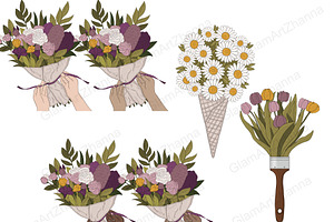 Flower Bouquet Clipart Set