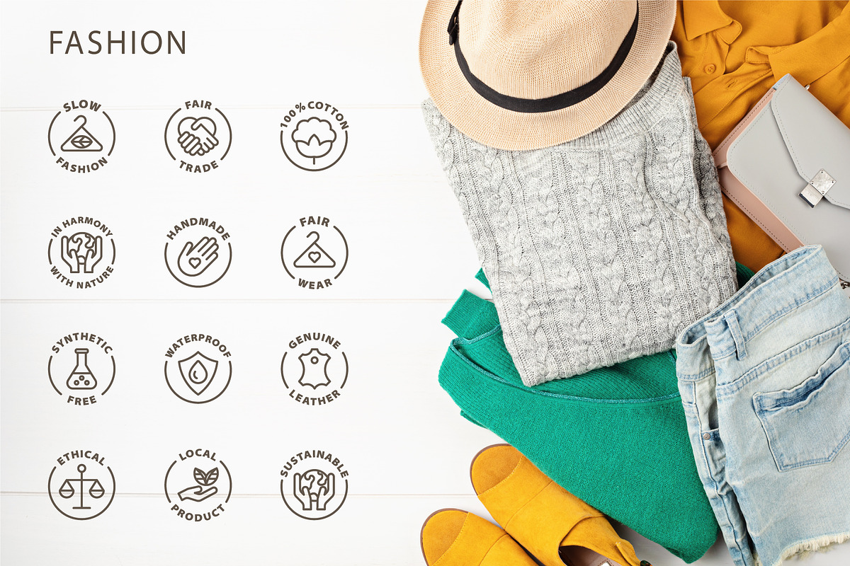 Eco, bio and organic labels icons, an Outline Icon by RevolutionizZed (Photo 6 of 9)