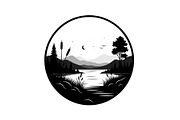 Circular Nature Landscape Silhouette, an Illustration by yasushie (Thumbnail 2 of 51)