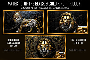 Majestic Gold & Silver Lion Wall Art