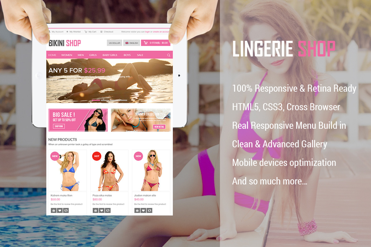 Lingerie Store Magento Theme, a Websites & App Template by Cmsideas (Photo 1 of 4)