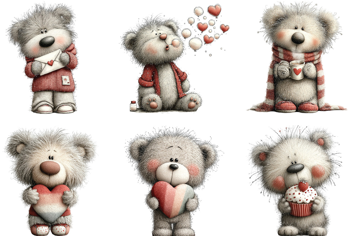 Whimsical Teddy Bear Valentine PNG, an Illustration by CraftArtStudio (Photo 2 of 6)