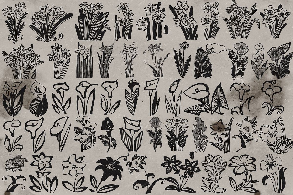 Old style flower stamps Procreate, a Brush Add-On by TheWhiteCatLab (Photo 3 of 5)