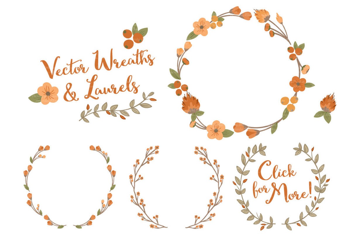 Pumpkin Vector Flower Wreaths, a Seasonal Illustration by Amanda Ilkov (Photo 3 of 3)
