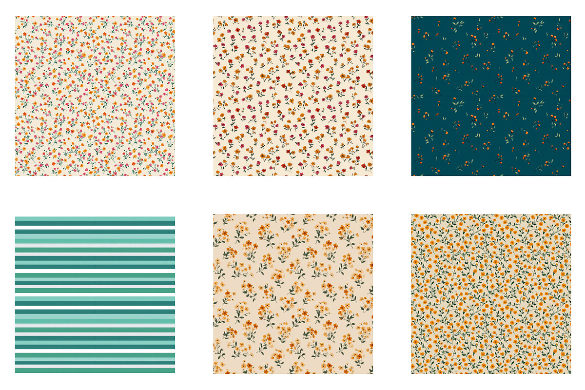 Floral digital papers, Seamless patt, a Pattern Graphic by Libby Wishes (Photo 4 of 5)