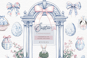 Chinoiserie easter eggs clipart., a Seasonal Illustration by Invite to Clipart