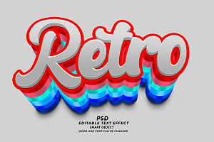 Retro PSD Editable Text 3d Effect