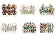 Watercolor Fence Flowers Clipart, an Illustration by GatewayDesign (Thumbnail 3 of 3)