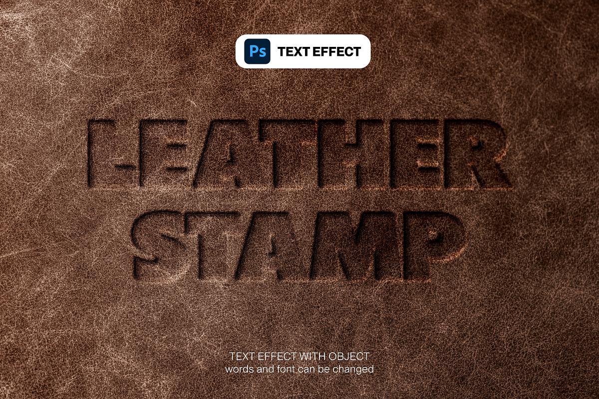 Deboss Leather Stamp Text Effect, a Layer Style Add-On by PopotLane (Photo 1 of 5)