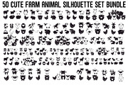 Cute Farm Animal Silhouette Bundle, an Illustration by hafijul (Thumbnail 1 of 51)