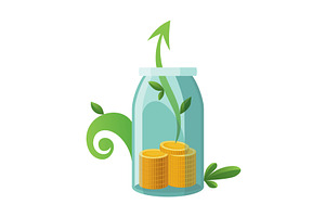 Investing bottle money, icon, a Finance Illustration by Things for designers