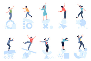 Instability. People stand on, a Person Illustration by LadadikArt