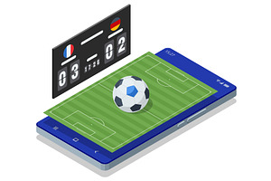 Isometric smartphone football live, a Technology Illustration by Golden Sikorka