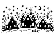 Gingerbread Winter Village Set, an Object Graphic by Creativeshirt (Thumbnail 3 of 3)