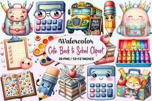 Cute Back to School Watercolor PNG, a Graphic by CitraGraphics