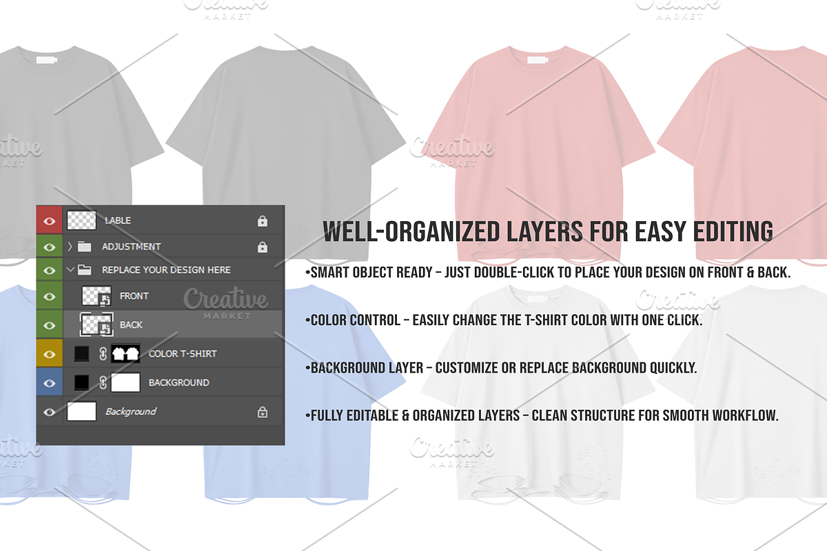 Oversized Tee Mockup 4K Editable PSD, a Shirt Mockup by std.badboy (Photo 3 of 5)