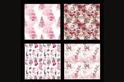 Pink Christmas Digital Paper, a Pattern Graphic by HoneyBunnyDigital (Thumbnail 3 of 4)