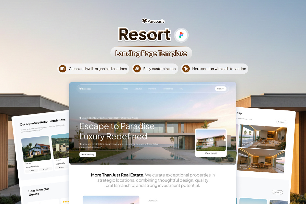 Paraoasis - Resort Landing Page, a Landing Page Template by Font Kingdom (Photo 1 of 5)