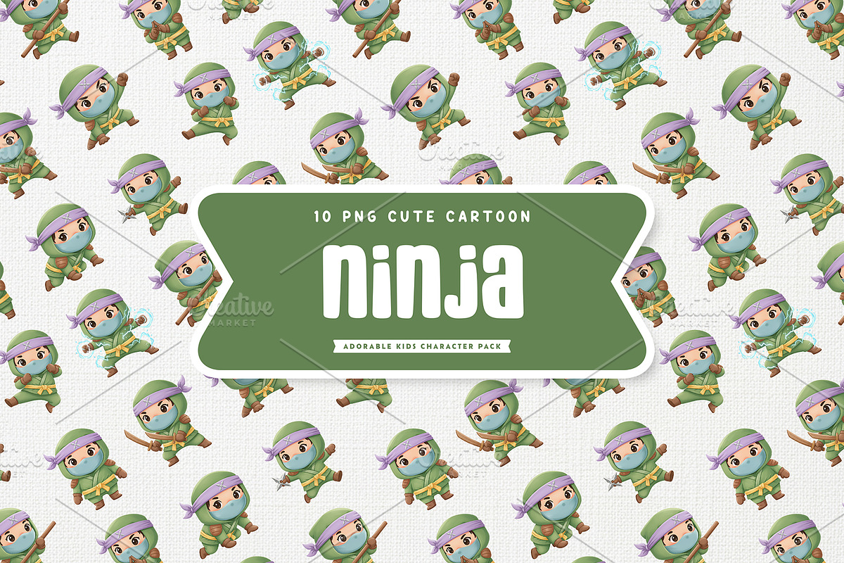 Kawaii Ninja Kid Cute Character, a Person Illustration by Gohsantosa (Photo 2 of 4)