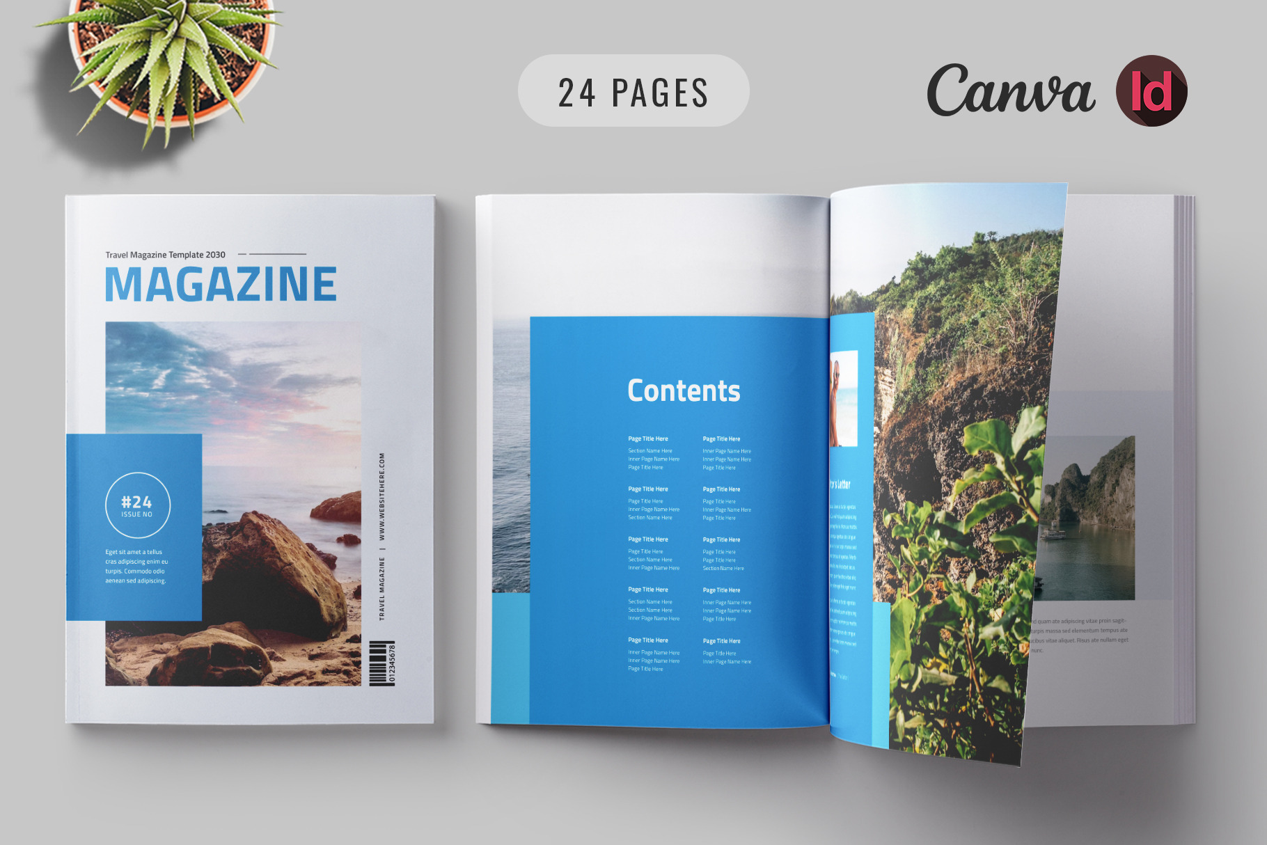 Travel Magazine Template Canva, a Magazine Template by Pixelpick