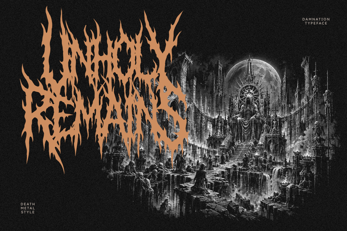 Damnation - Death Metal Font, a Symbol Font by Masyafi Studio (Photo 4 of 9)