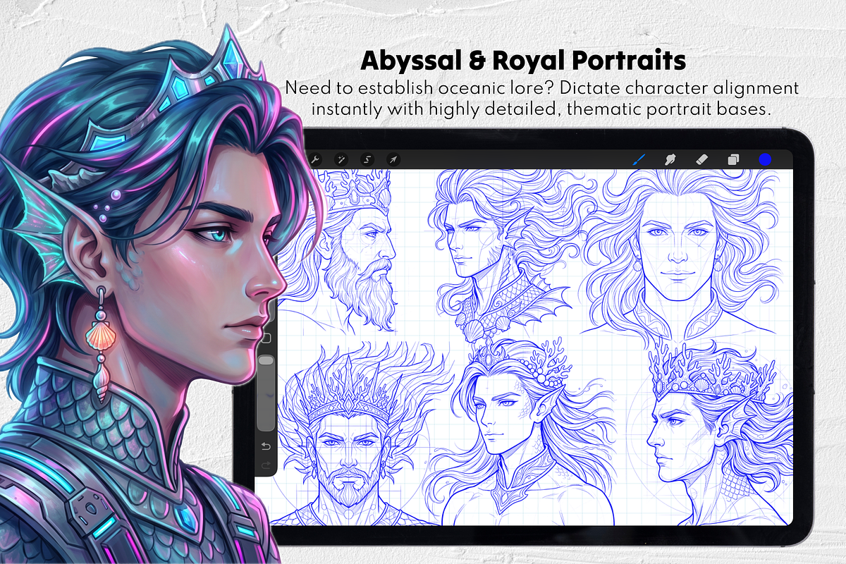 Merman Maker Procreate Stamps Set, a Brush Add-On by Selentaori Studio (Photo 7 of 12)