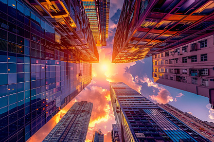The vibrant sunset casts a warm glow, a Photo by Tanuart