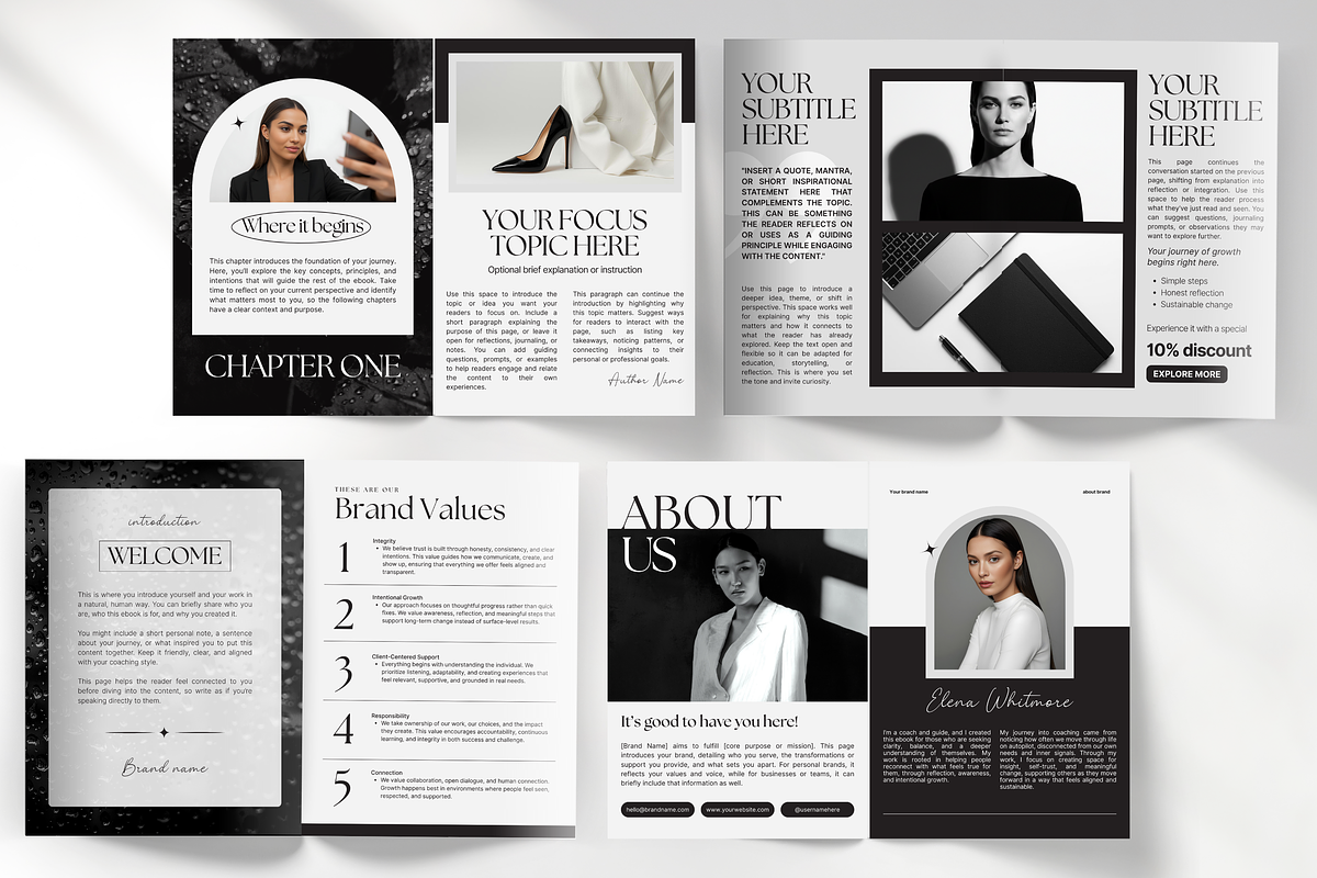 Coaching Ebook Template Canva Black, a Magazine Template by DigiPax (Photo 4 of 11)