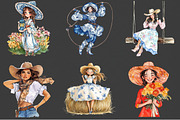 Chinoiserie Cowgirl Coquette Clipart, an Illustration by Rose Art (Thumbnail 2 of 4)
