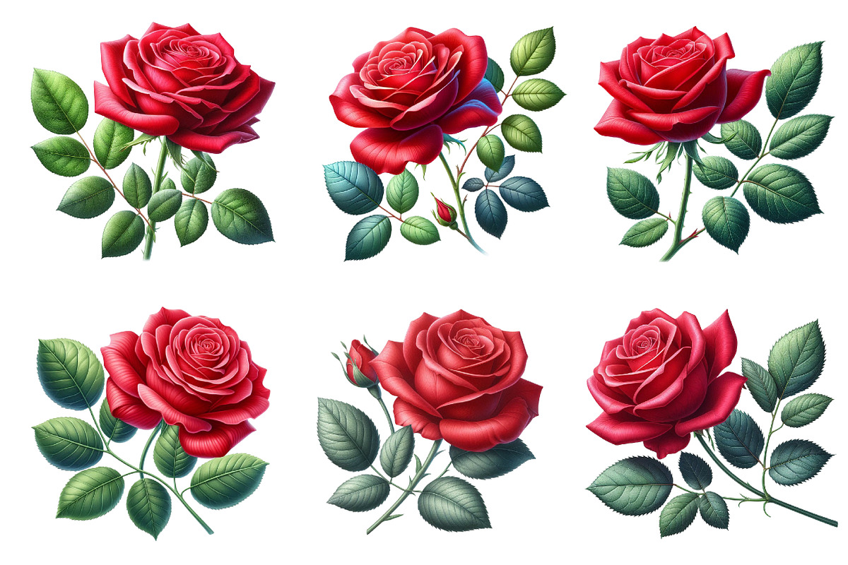 Watercolor Rose Flower Clipart, an Illustration by Dream Creation (Photo 5 of 6)