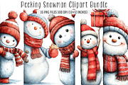 Peeking Snowman Clipart, an Illustration by SinaCreation (Thumbnail 1 of 7)
