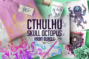 Cthulhu skull octopus PRINT BUNDLE, an Animal Illustration by VioSilent (Thumbnail 2 of 6)