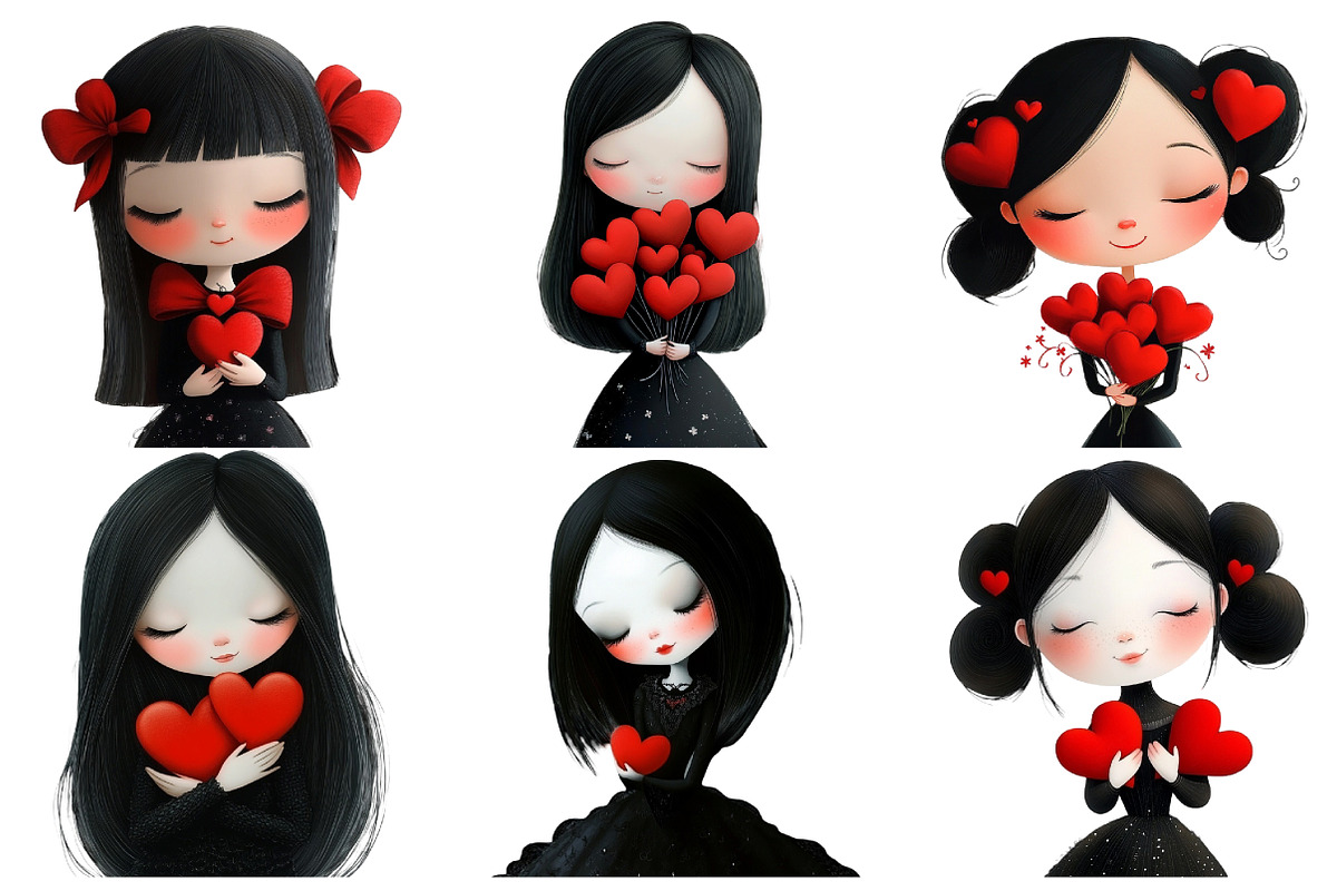 Valentine Cute Girl Clipart, an Illustration by DreamArtGraphic (Photo 3 of 4)