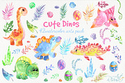 Dinosaurs watercolor, cute dino's, an Animal Illustration by RivusArt (Thumbnail 2 of 9)