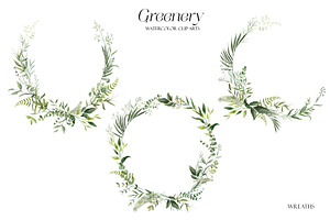 Greenery Watercolor Clipart