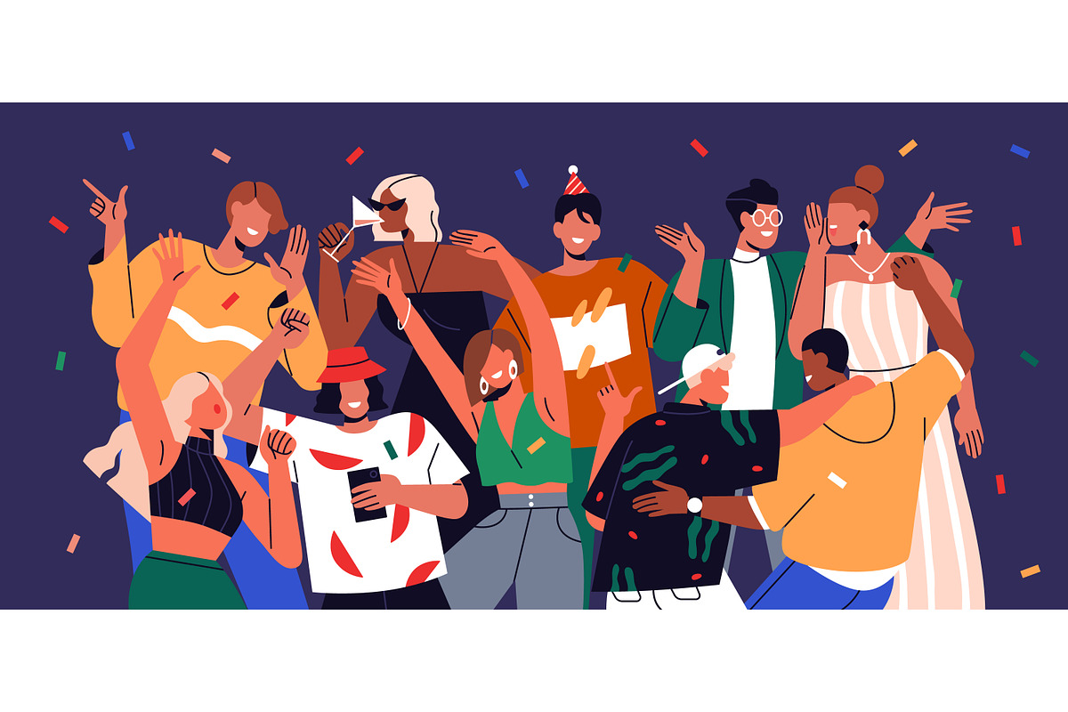 Happy people at celebration party, a Person Illustration by Good Studio (Photo 1 of 2)