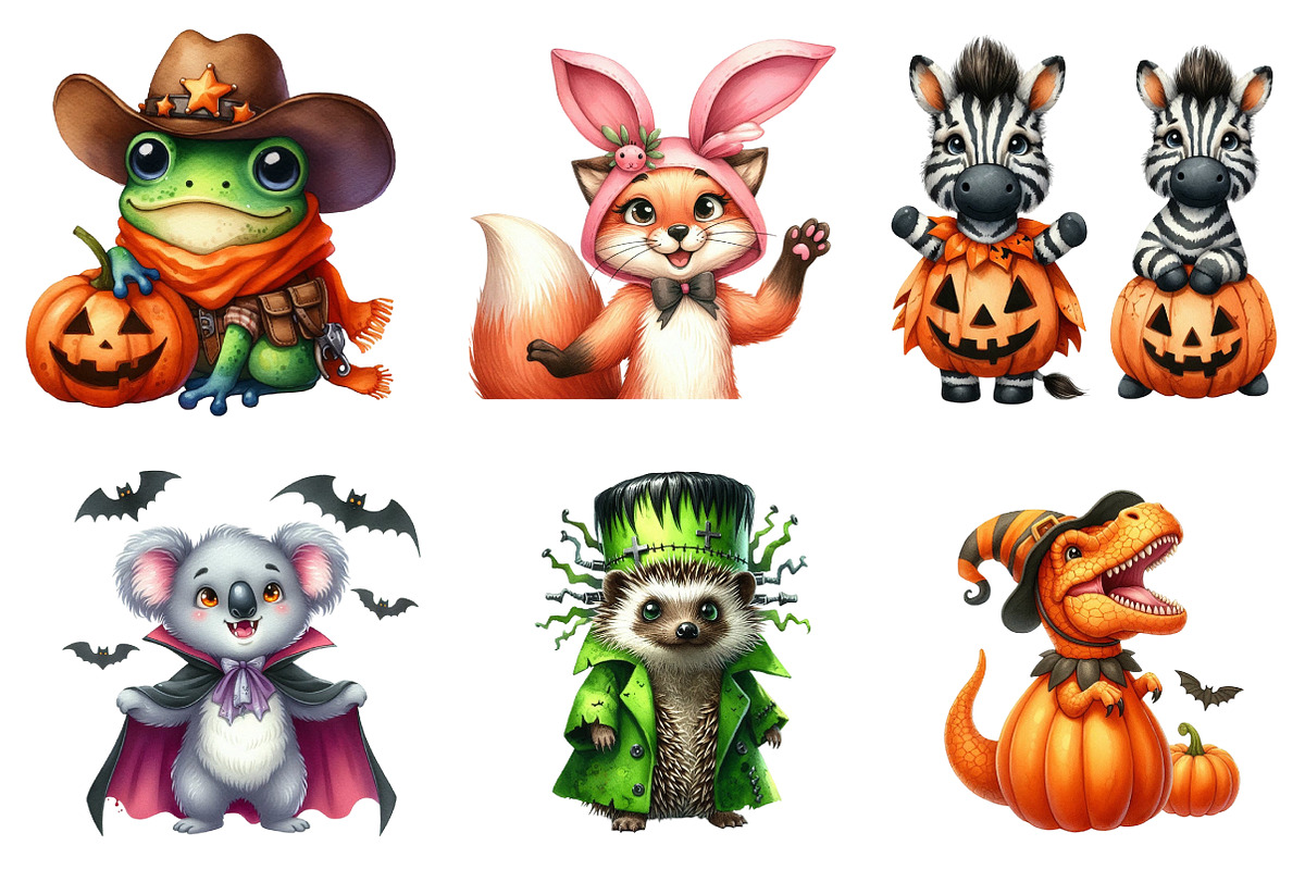 Funny Halloween Animal Clipart, an Illustration by CreationArt (Photo 3 of 5)