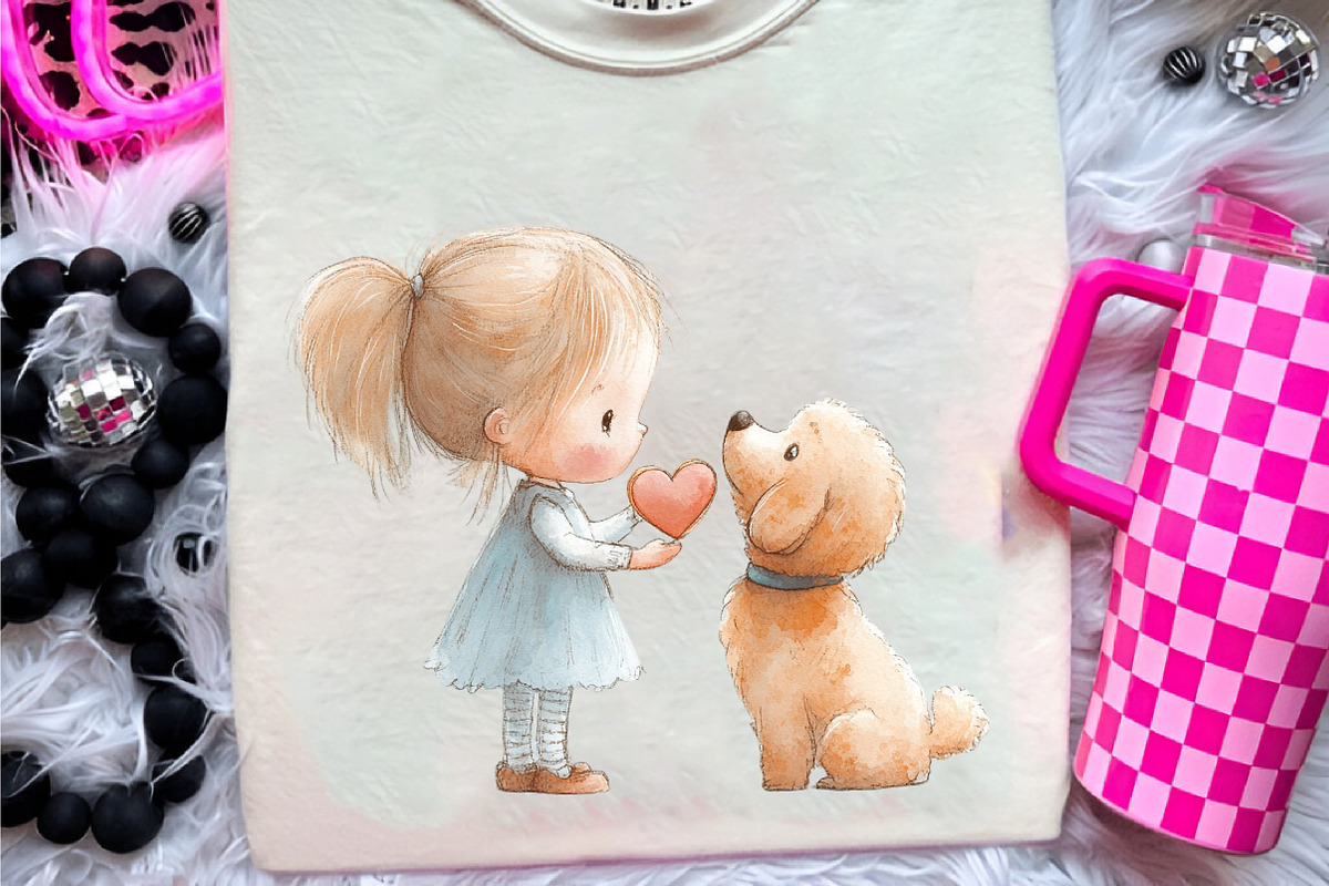 Little Girl and Dog Clipart, an Illustration by CreationArt (Photo 7 of 9)